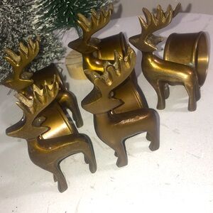 Vintage brass napkin rings set of 5 reindeer